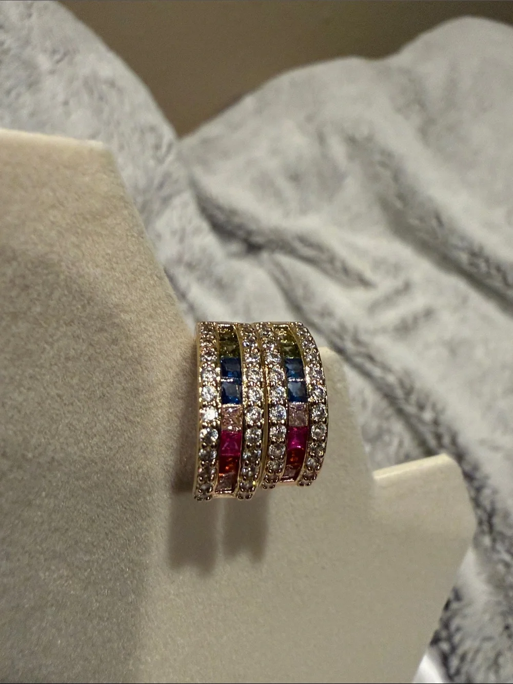 Multi-Row Crystal & Colored Stone Huggie Earrings